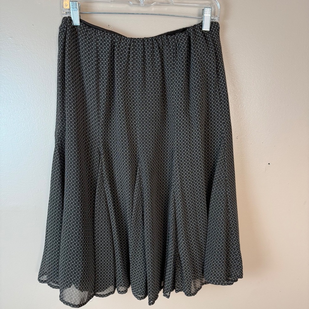 SALE GEORGE ME Womens Skirt Chocolate Brown Geometric Print Midi A Line Size 4 - Picture 5 of 6